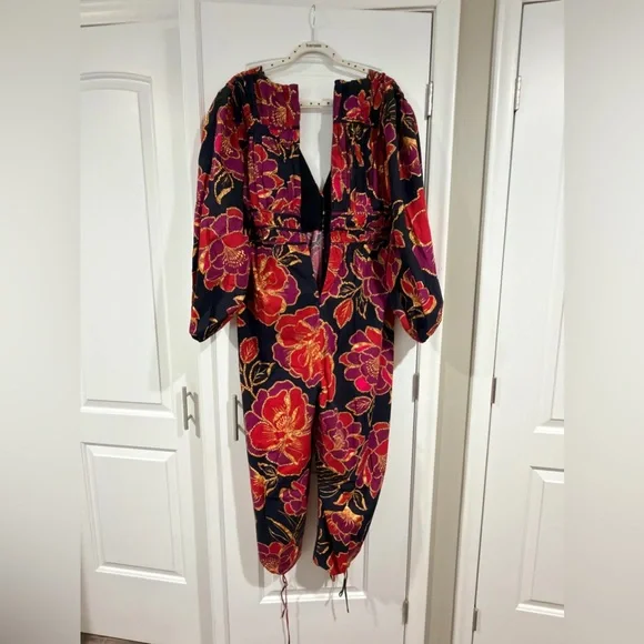 FARM Rio Floral Jumpsuit in Black and Red - Picture 2 of 2